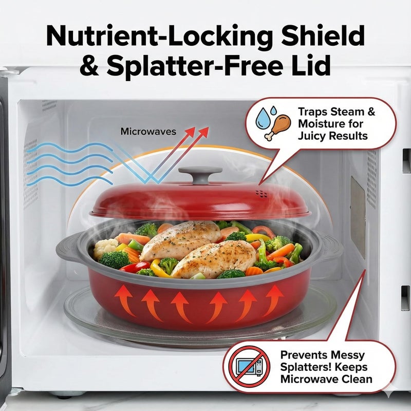 MACONEE Microwave Frying Pan Skillet, Grill & Crisper Pan with Lid Allows You to Fry, Sizzle, and Brown Foods in the Microwave, Micro Cookware for Grilling, Reheating, and Cooking a Variety of Dishes - Image 5